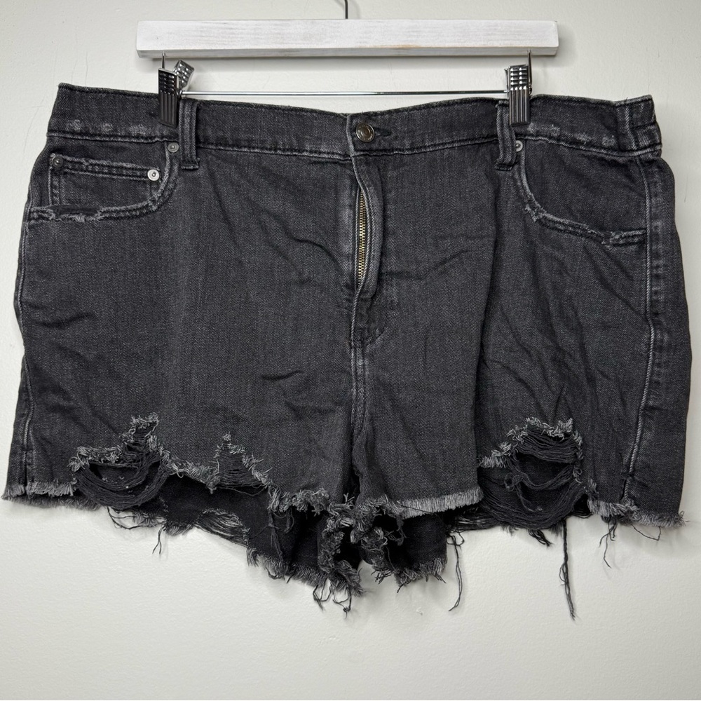 Aerie Black Distressed Jean Shorts